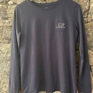 VINEYARD VINES WOMEN'S NAVY LONG SLEEVE T SHIRT, SIZE MED, LIKE NEW